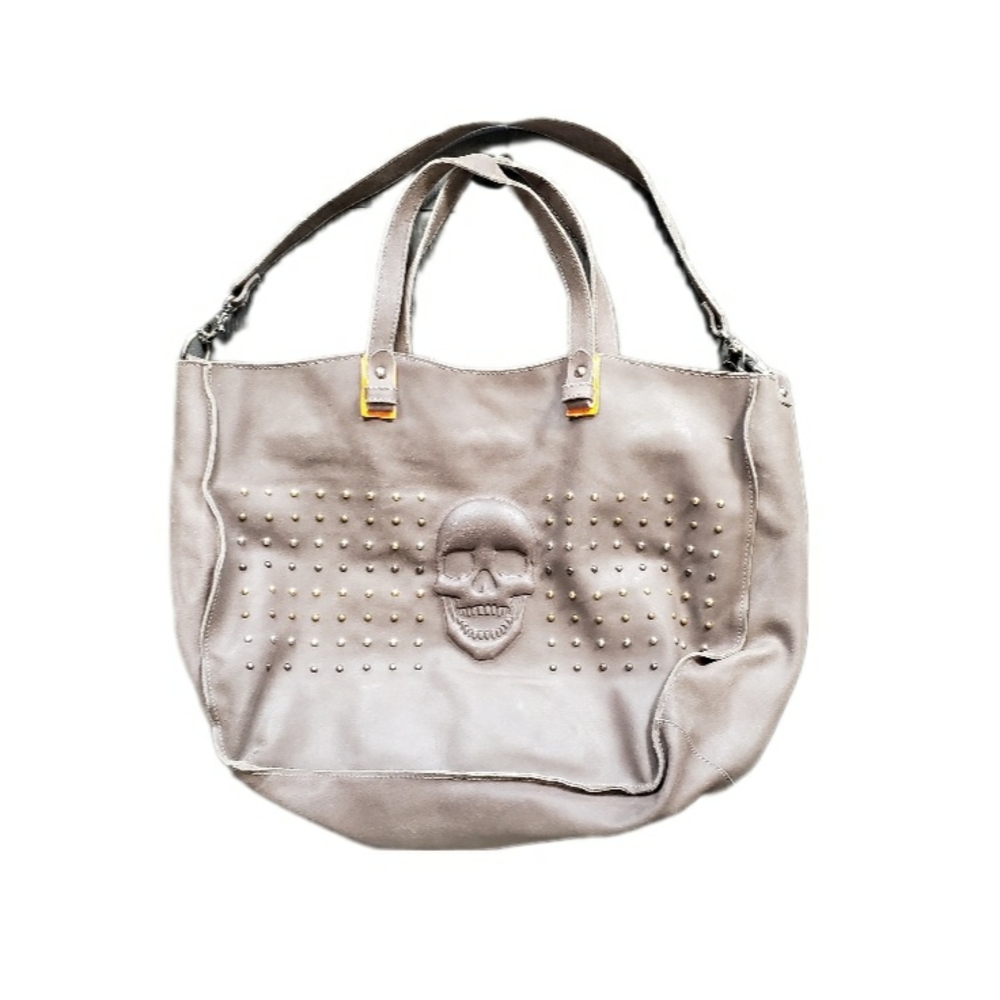 Gianni Notaro Gray Leather Studded 2-way Tote Bag